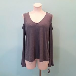 NWT Blue-ish Gray Cold Shoulder Long Sleeve Top